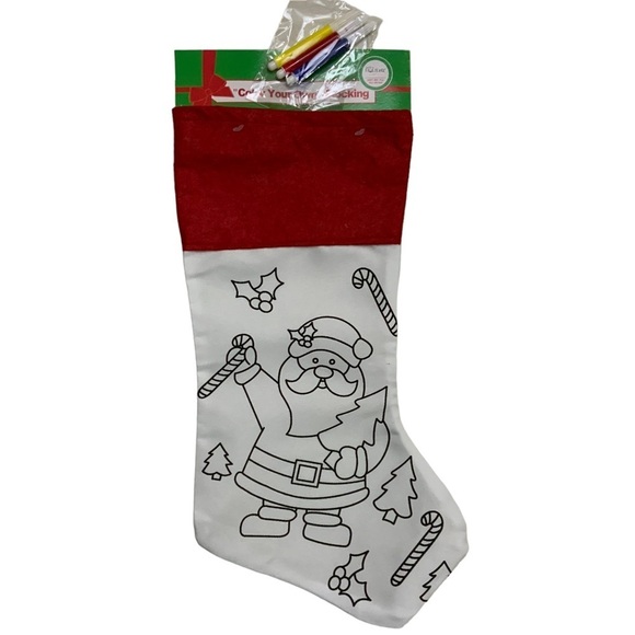 Christmas Stocking Color Your Own Stocking Kit With Fabric Markers 17 inches - Picture 2 of 14